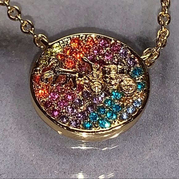 COACH Horse Carriage Crystal Necklace and Stud Earrings Set, 16" + 2" Extension - Picture 4 of 10